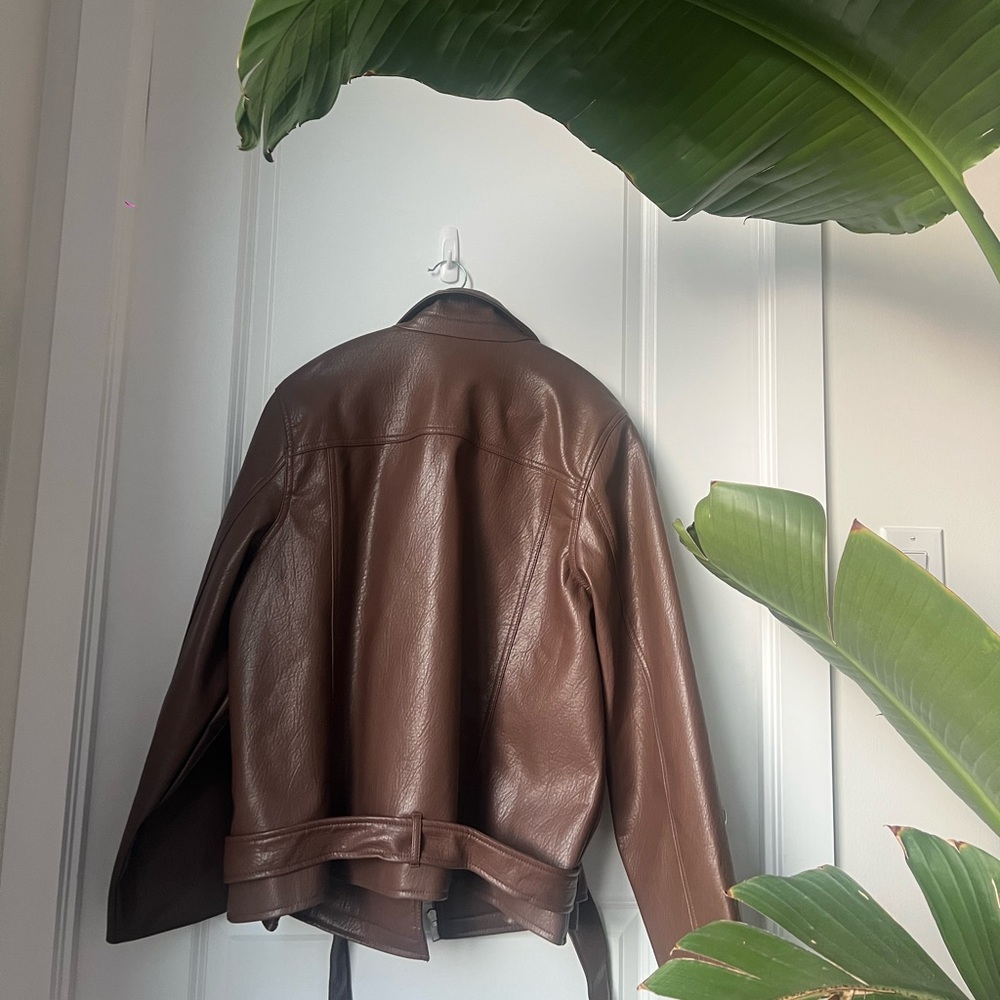 Old Navy Brown Faux Leather Fall Jacket - Picture 6 of 8